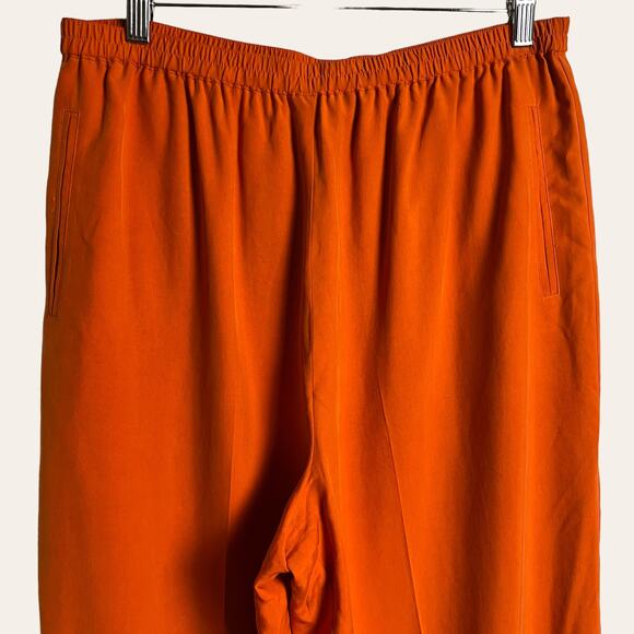 Real Clothes Saks Fifth Avenue Orange Silk Wide Leg Pants Size L - Picture 2 of 7